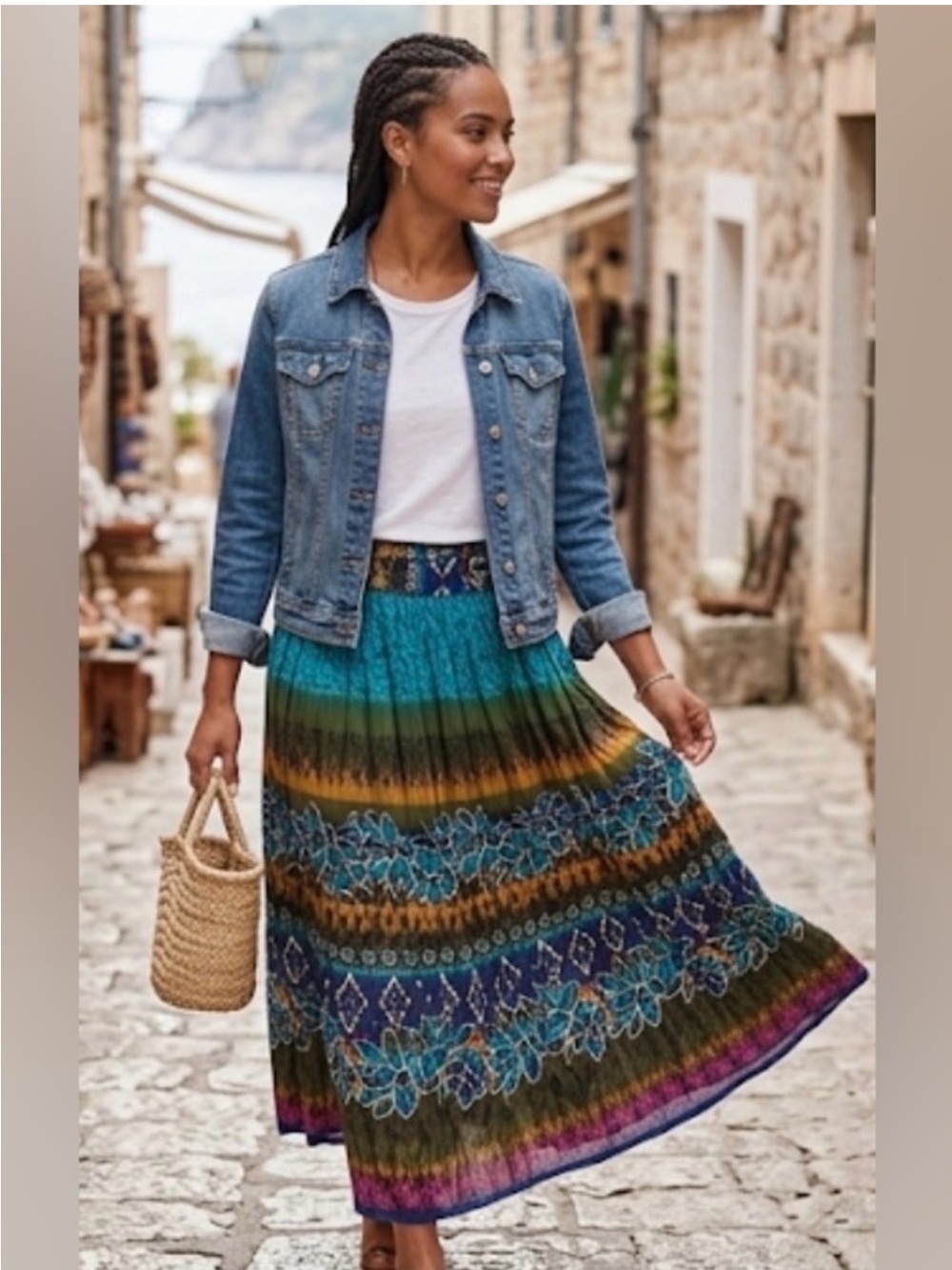 Chaudry KC Hand Dyed Boho Maxi Skirt XL Gypsy Floral Lined Flared Peasant